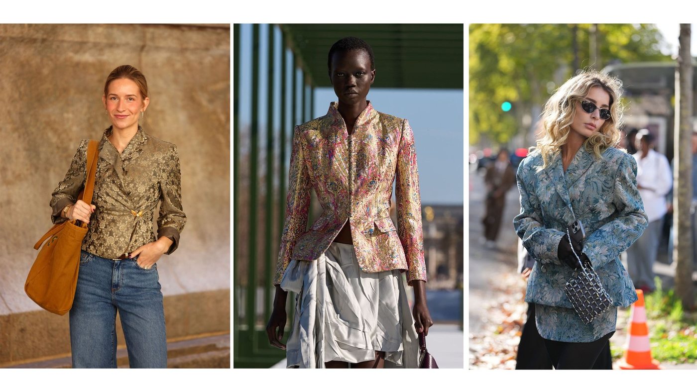 La giacca in broccato e jacquard domina le tendenze dell'autunno 2026